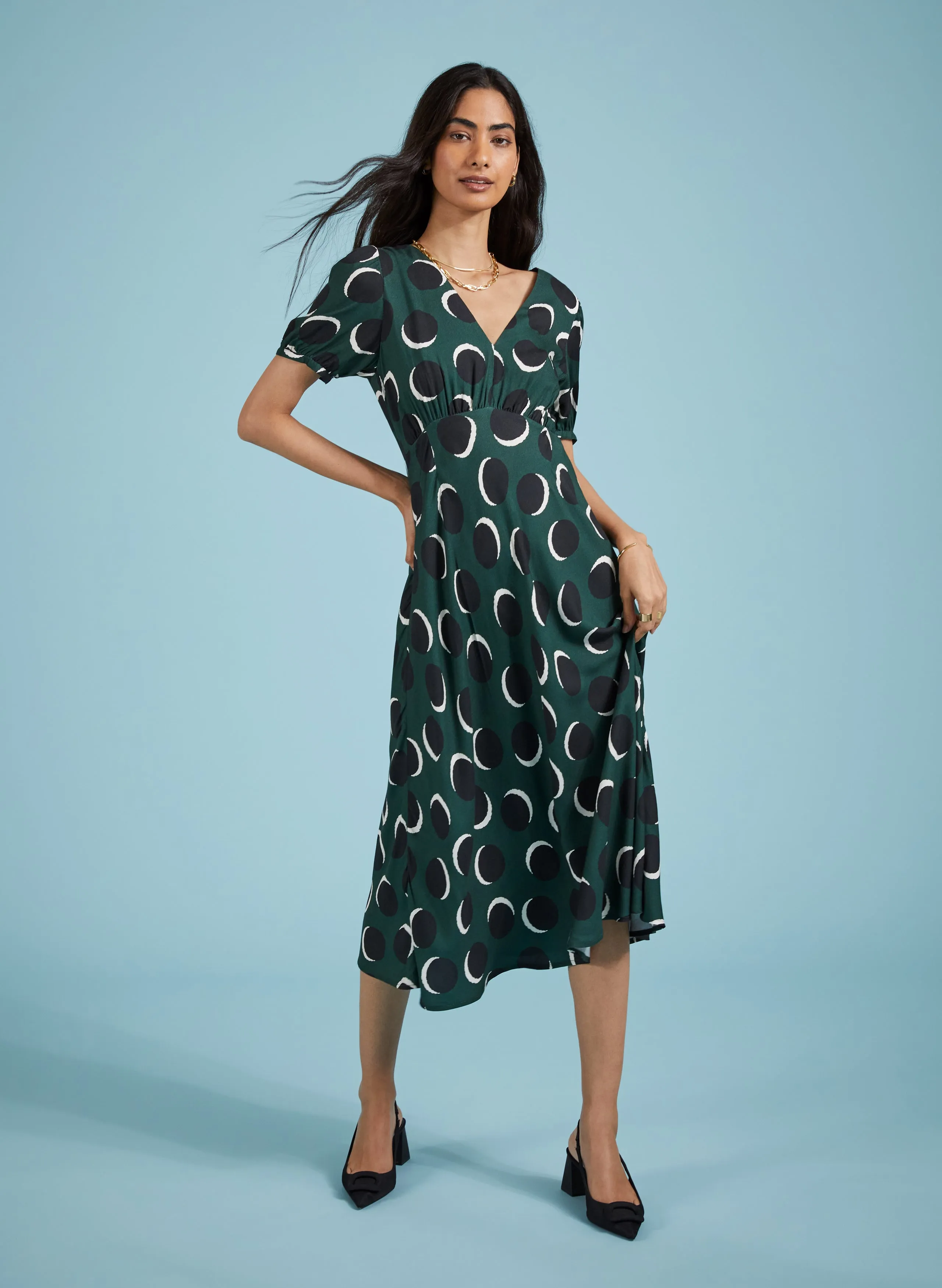 Kaydence Printed Midi Tea Dress with Livaeco